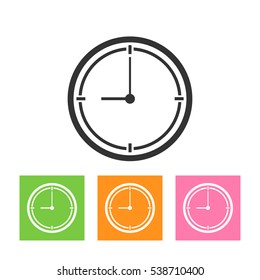 thin line clock icon on white background