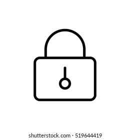 thin line closed lock icon on white background
