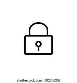 thin line closed lock icon on white background