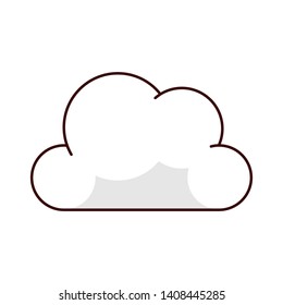 Thin line cloud icon with shadow. Abstract cloudy symbol for web. Weather sign