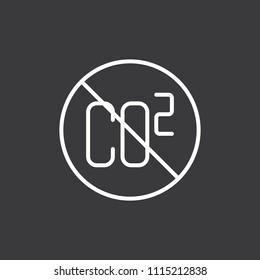 thin line co2 prohibited sign on dark background