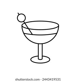Icono de vector de cóctel de línea fina