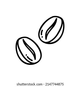 Thin line coffee bean icon isolated on white background - Vector illustration