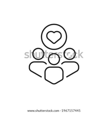 thin line community care or customer retain icon. flat linear style trend modern share logotype graphic stroke design isolated on white. concept of excellent review and collaboration or cooperation