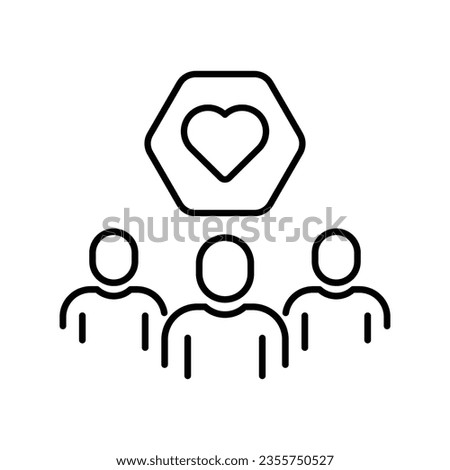 thin line community care or customer retain icon. flat linear style trend modern share logotype graphic stroke design isolated on white. concept of excellent review and collaboration or cooperation