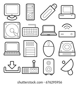 thin line computer icon set