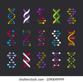 Thin line concept. DNA Icons set vector illustration. Polygonal DNA concept. DNA, genetic sign, elements and icons collection. Vector mesh spheres.