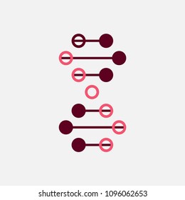 Thin line concept. DNA Icons set vector illustration. Polygonal DNA concept. DNA, genetic sign, elements and icons collection. Vector mesh spheres.