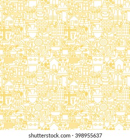 Thin Line Construction White Seamless Pattern. Vector Website Design and Tile Background in Trendy Modern Outline Style. Building Equipment and Tools.