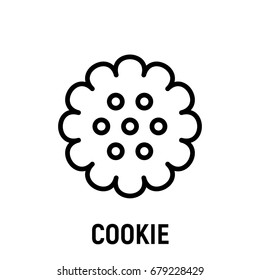 Thin line cookie icon. Vector illustration isolated on a white background. Simple outline pictogram of cookie.