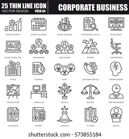 Thin line corporate business icons set for website and mobile site and apps. Pixel Perfect. Editable Stroke. Simple linear pictogram pack. Vector illustration.