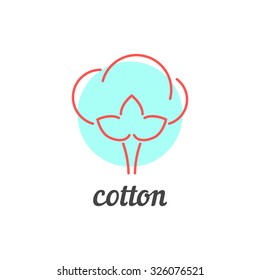 thin line cotton icon. concept of agriculture, natural fabric, fluffy floral, recycle, softness, wadding. isolated on white background. flat style trend modern logotype design vector illustration