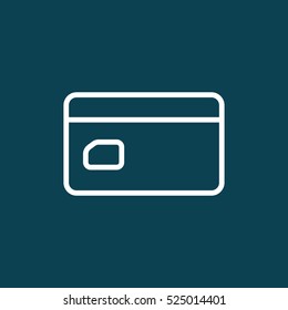 thin line credit card icon on blue background