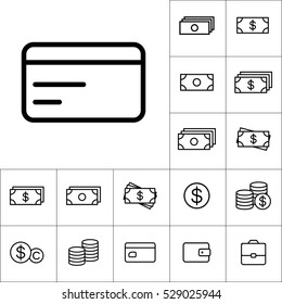 thin line credit card icon on white background, business icons set