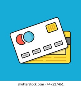 Thin line credit cards icon. Front side and back side. Modern clean flat design graphic elements for banners, websites, mobile app, infographics, printed materials. Vector illustration