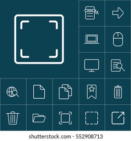 thin line crop, resize, frame icon on blue background, web icons set