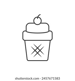 Thin Line Cup Cake vector icon