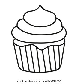 thin line cupcake icon