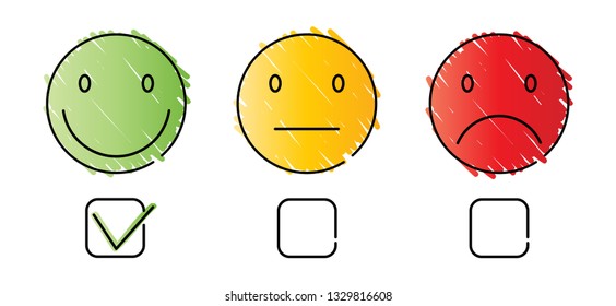 Thin line customer satisfaction rating on white background