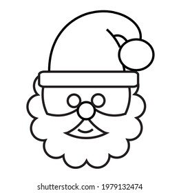 Thin line cute Santa Claus face vector icon on a white background. Fully editable and royalty-free.
