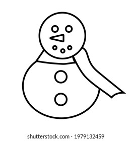 Thin line cute snowman vector icon on a white background. Fully editable and royalty-free.