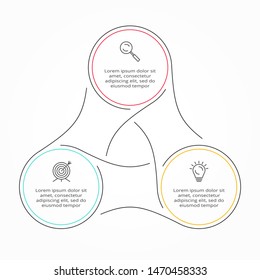 Thin line cycle infographic. Modern concept design template with 3 options, steps or parts. Flat vector illustration for business presentation.