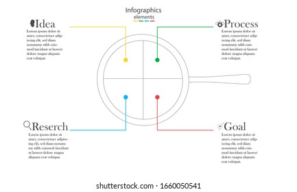 Infografía de ciclo delgado. Plantilla moderna de diseño conceptual con 4 opciones, pasos o piezas. Ilustración vectorial plana para presentación empresarial.