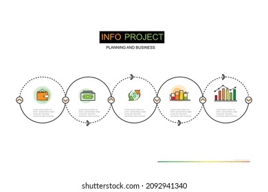 Ciclo de línea delgado con gráfico de color Partition origami color de papel plantilla info-gráfica para la gráfica de presentación de diagrama y concepto de negocio y dinero con opciones de elemento