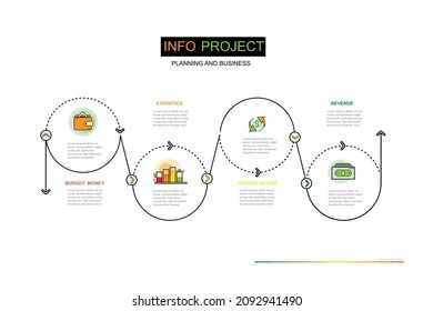 Ciclo de línea delgado con gráfico de color Partition origami color de papel plantilla info-gráfica para la gráfica de presentación de diagrama y concepto de negocio y dinero con opciones de elemento