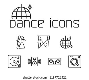 thin line dance icons set on white background