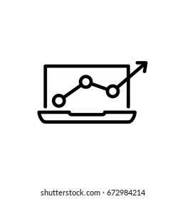 Thin line data analysis icon. Vector illustration isolated on a white background. Simple outline pictogram of data analysis.