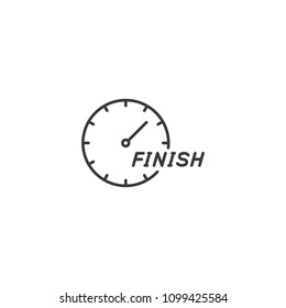 thin line deadline finish icon on white background