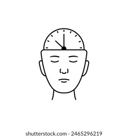 thin line deadline icon or thoughts about time. concept of easy scheduling the day or time-limit for working. flat linear style trend modern wake up