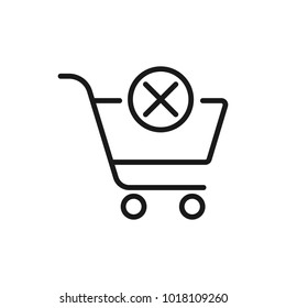 Thin line delete shopping cart icon set for mobile concepts and web apps.. Collection modern infographic logo and pictogram.
