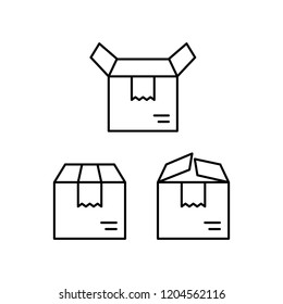 thin line delivery box icons on white background