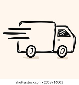 Thin line delivery doodle. Delivery doodle with cream background