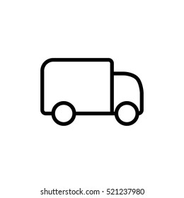thin line delivery truck icon on white background