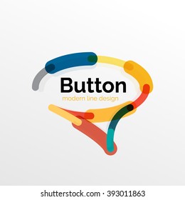 Thin line design geometric button, flat style. Overlapping muticolored elements. Vector illustration