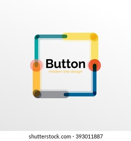 Thin line design geometric button, flat style. Overlapping muticolored elements. Vector illustration