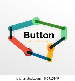 Thin line design geometric button, flat style. Overlapping muticolored elements. Vector illustration