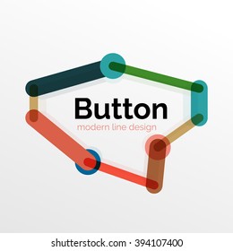 Thin line design geometric button, flat style. Overlapping muticolored elements. Vector illustration
