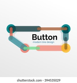 Thin line design geometric button, flat style. Overlapping muticolored elements. Vector illustration