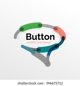 Botón geométrico de diseño de línea delgada, de estilo plano. Superposición de elementos multicolores. Ilustración del vector