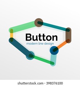 Thin line design geometric button, flat style. Overlapping muticolored elements. Vector illustration