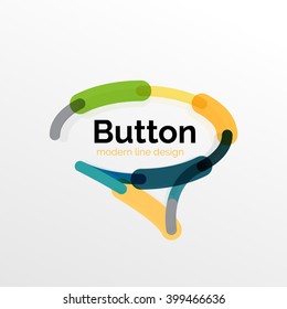 Thin line design geometric button, flat style. Overlapping muticolored elements. Vector illustration
