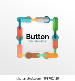Thin line design geometric button, flat style. Overlapping muticolored elements. Vector illustration