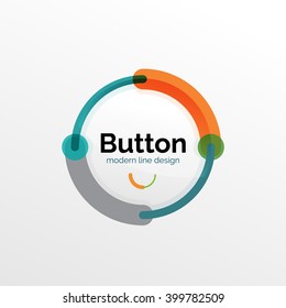 Thin line design geometric button, flat style. Overlapping muticolored elements. Vector illustration