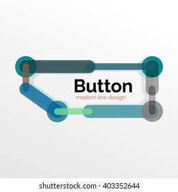 Thin line design geometric button, flat style. Overlapping muticolored elements. Vector illustration