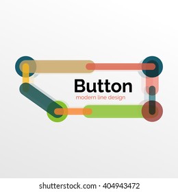 Thin line design geometric button, flat style. Overlapping muticolored elements. Vector illustration