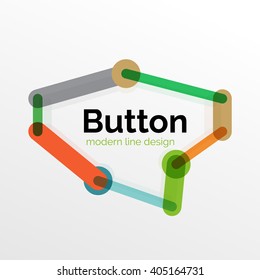 Thin line design geometric button, flat style. Overlapping multicolored elements. Vector illustration